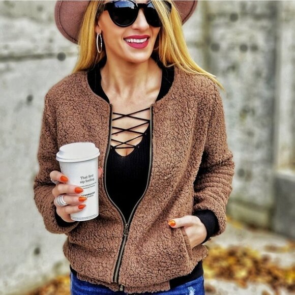 Talli Faux Fur Warm Sherpa Jacket - Picture 1 of 5